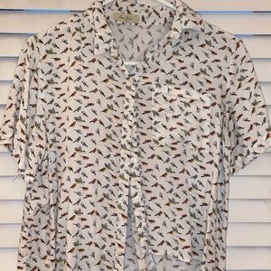 cropped button down farrow tee